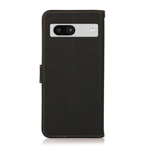 For Google Pixel 7A KHAZNEH Custer Texture RFID Genuine Leather Phone Case(Black)