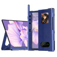 For Huawei Mate Xs 2 integrated Cross Pattern Electroplating All-inclusive Phone Case with Stand(Blue) - Huawei Cases by PMC TechLife | Online Shopping South Africa | PMC TechLife | Buy Now Pay Later Mobicred