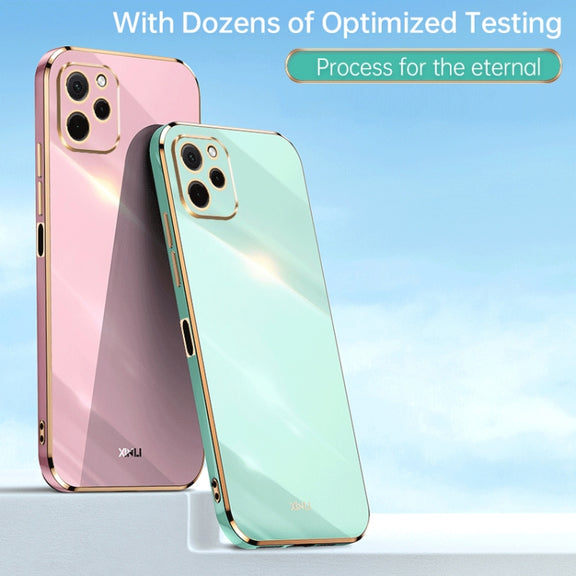 For Huawei nova Y61 XINLI Straight Edge 6D Electroplate TPU Phone Case(Cherry Purple)