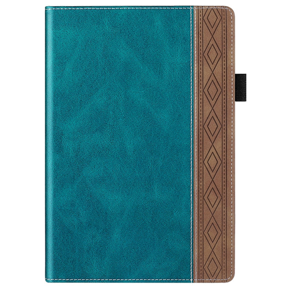 For Lenovo Tab M10 Plus 3rd Gen Splicing Series Tablet Leather Case(Dark Green)