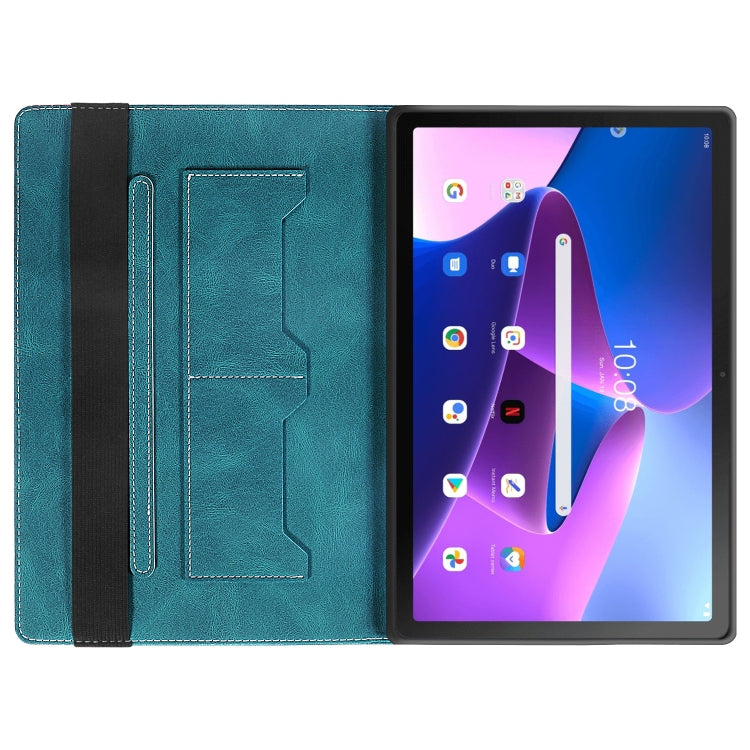 For Lenovo Tab M10 Plus 3rd Gen Splicing Series Tablet Leather Case(Dark Green)