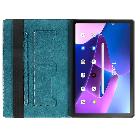 For Lenovo Tab M10 Plus 3rd Gen Splicing Series Tablet Leather Case(Dark Green)