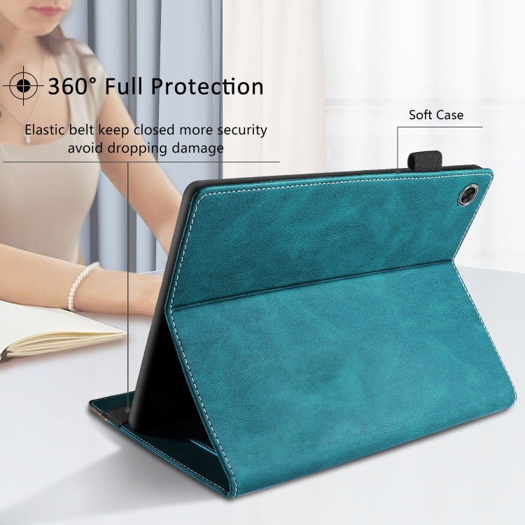 For Lenovo Tab M10 Plus 3rd Gen Splicing Series Tablet Leather Case(Dark Green)