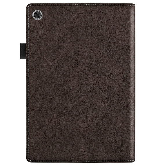 For Lenovo Tab M10 Plus 3rd Gen Splicing Series Tablet Leather Case(Coffee)
