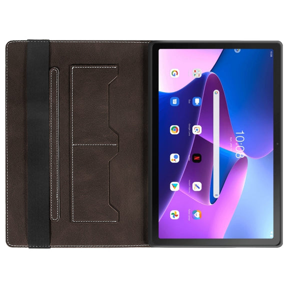 For Lenovo Tab M10 Plus 3rd Gen Splicing Series Tablet Leather Case(Coffee)