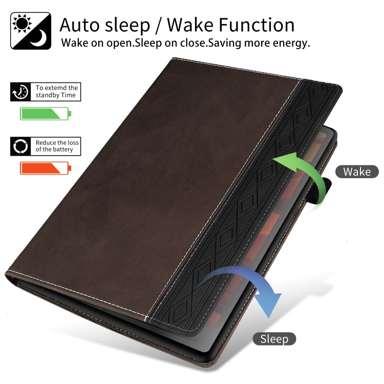 For Lenovo Tab M10 Plus 3rd Gen Splicing Series Tablet Leather Case(Coffee)