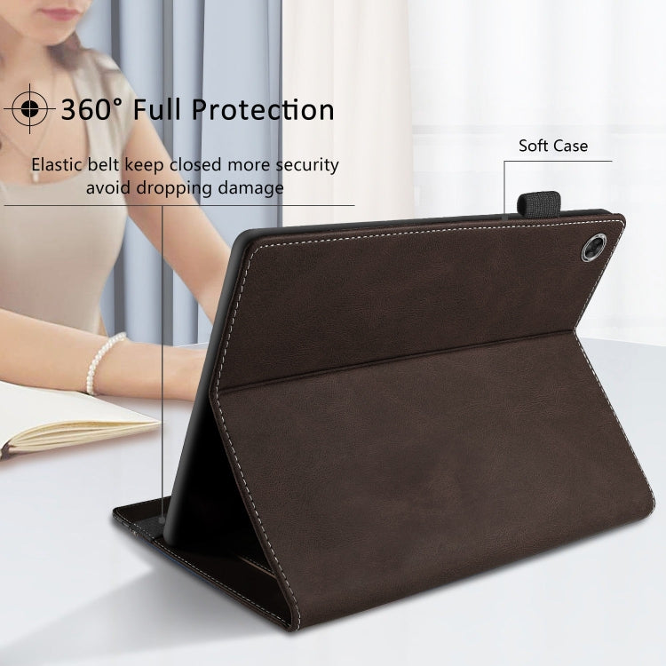 For Lenovo Tab M10 Plus 3rd Gen Splicing Series Tablet Leather Case(Coffee)