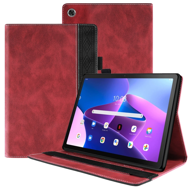 For Lenovo Tab M10 Plus 3rd Gen Splicing Series Tablet Leather Case(Red)