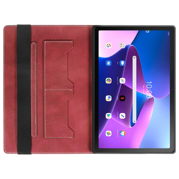 For Lenovo Tab M10 Plus 3rd Gen Splicing Series Tablet Leather Case(Red)