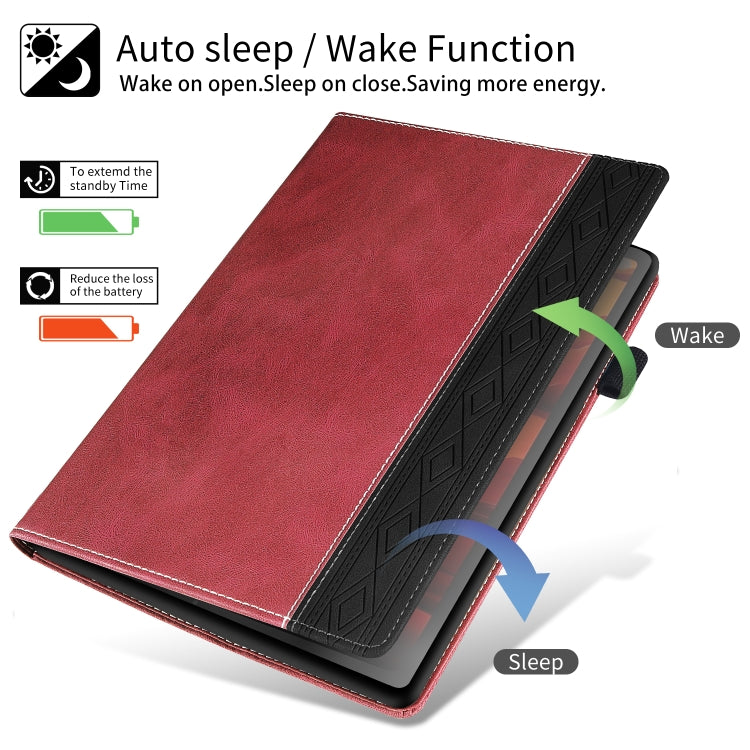 For Lenovo Tab M10 Plus 3rd Gen Splicing Series Tablet Leather Case(Red)