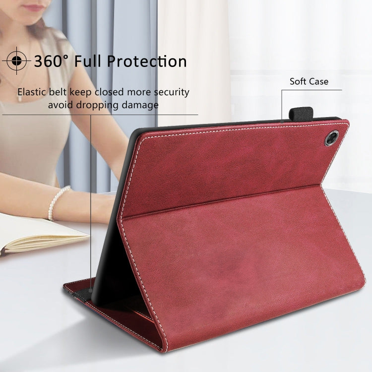 For Lenovo Tab M10 Plus 3rd Gen Splicing Series Tablet Leather Case(Red)