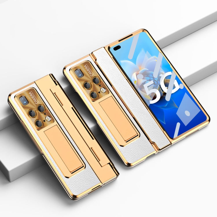 For Huawei Mate X2 Integrated Full Coverage Phone Case with Hinge(Gold+White)