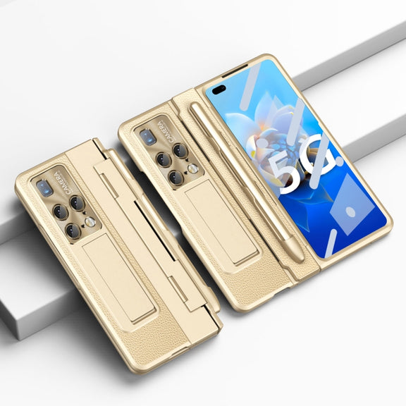 For Huawei Mate X2 Integrated Full Coverage Hinge Phone Case with Stylus(Gold)