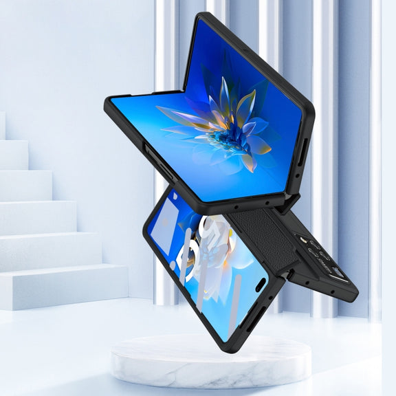 For Huawei Mate X2 Integrated Full Coverage Hinge Phone Case with Stylus(Gold+White)