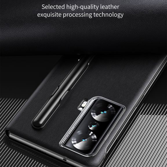 For Honor Magic Vs Side Window View Smart Lychee Texture Leather Phone Case(Red)