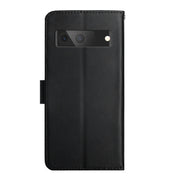 For Google Pixel 7A HT02 Genuine Leather Fingerprint-proof Flip Phone Case(Black)
