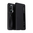 For Honor Magic Vs Side Window View Smart Litchi Pattern Leather Phone Case with Hand Strap(Black) - Honor Cases by PMC TechLife | Online Shopping South Africa | PMC TechLife | Buy Now Pay Later Mobicred