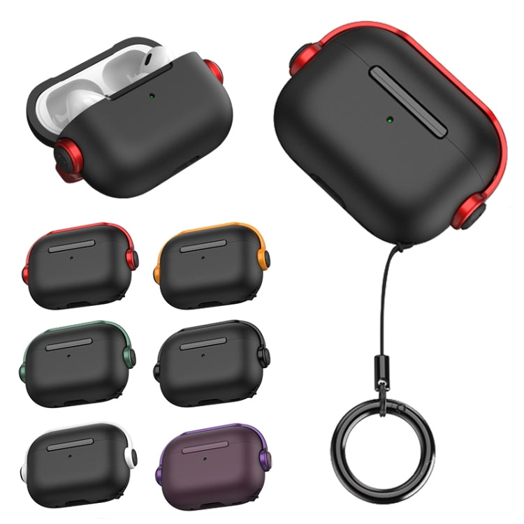 For AirPods Pro 2 Wireless Earphones TPU Protective Case(Black Red)