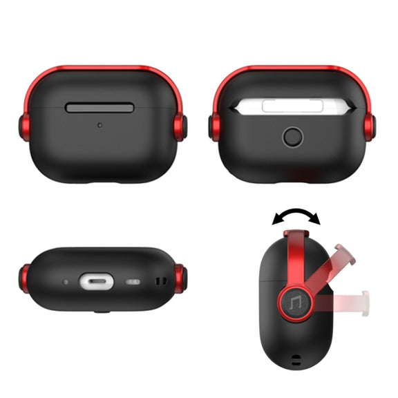For AirPods Pro 2 Wireless Earphones TPU Protective Case(Black Red)