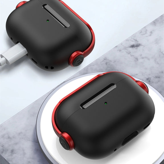 For AirPods Pro 2 Wireless Earphones TPU Protective Case(Black Red)