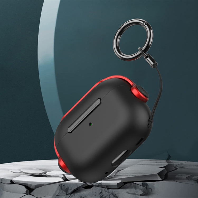 For AirPods Pro 2 Wireless Earphones TPU Protective Case(Black Red)