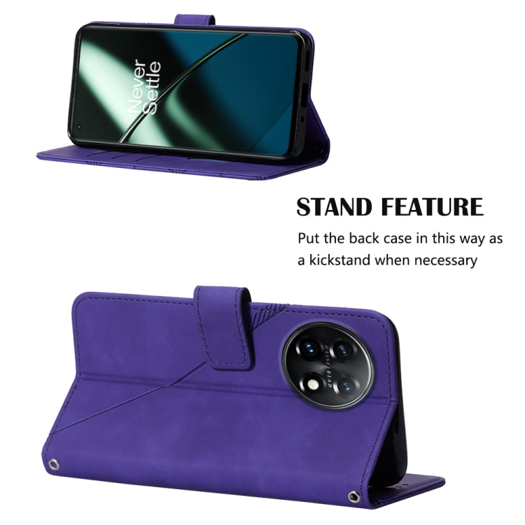 For OnePlus 11 Crossbody 3D Embossed Flip Leather Phone Case(Purple)