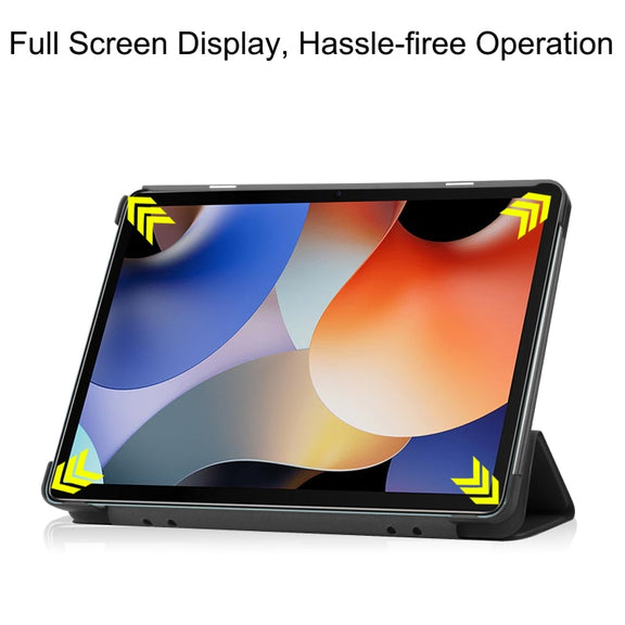 For Blackview Oscal Pad 10 Custer Pure Color 3-Fold Holder Smart Leather Tablet Case(Black)