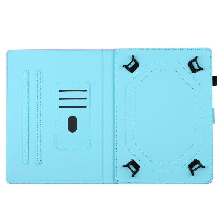 For 10 inch Universal Stitching Gradient Leather Tablet Case(Blue Rose)