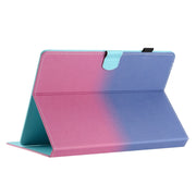 For 10 inch Universal Stitching Gradient Leather Tablet Case(Blue Rose)