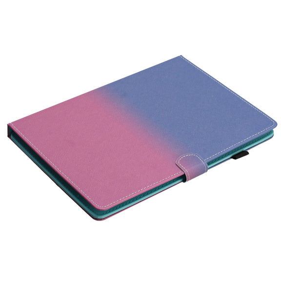 For 10 inch Universal Stitching Gradient Leather Tablet Case(Blue Rose)