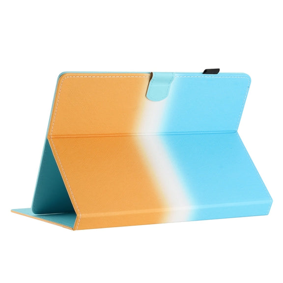 For 10 inch Universal Stitching Gradient Leather Tablet Case(Blue Orange)