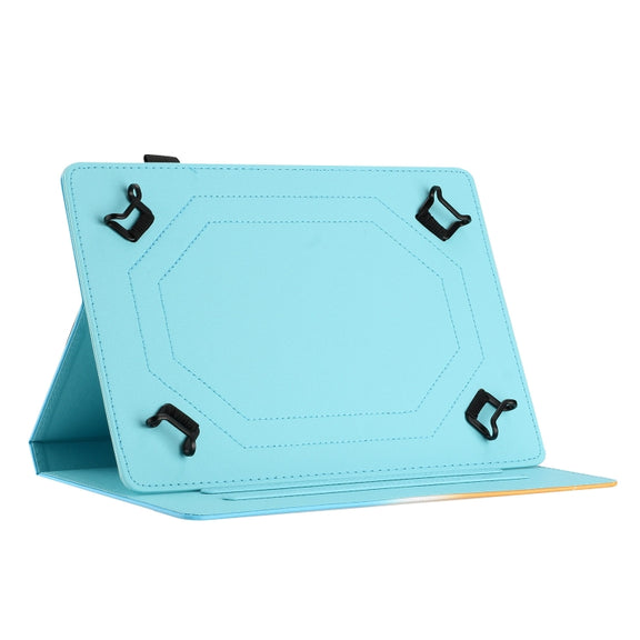 For 10 inch Universal Stitching Gradient Leather Tablet Case(Green Blue)