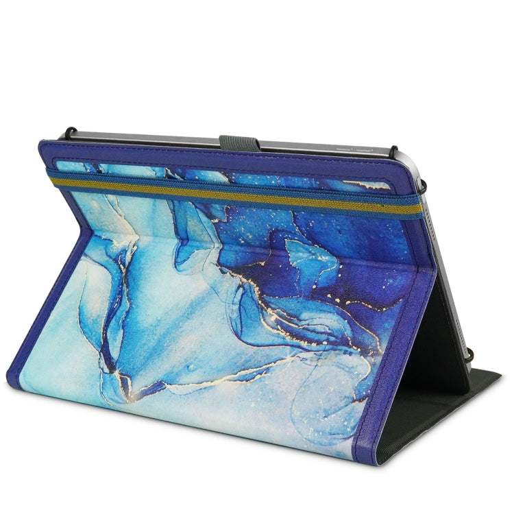 For 10 inch Marble Pattern Stitching Leather Tablet Case(Blue)