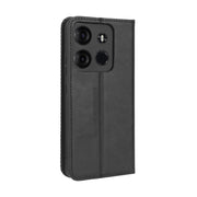 For Tecno Spark Go 2023 Magnetic Buckle Retro Texture Leather Phone Case(Black)