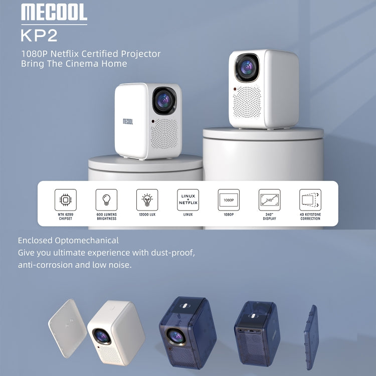MECOOL KP2 1920x1080P 600ANSI Lumens Portable Mini LED Smart Projector(US Plug)