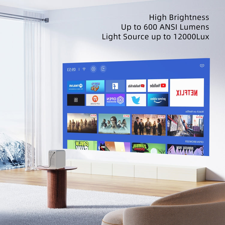 MECOOL KP2 1920x1080P 600ANSI Lumens Portable Mini LED Smart Projector(US Plug)