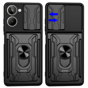 For Realme 10 4G Sliding Camshield TPU+PC Phone Case with Card Slot(Blue)