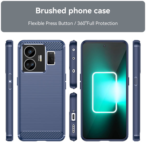 For Realme GT Neo 5 Brushed Texture Carbon Fiber TPU Phone Case(Blue)
