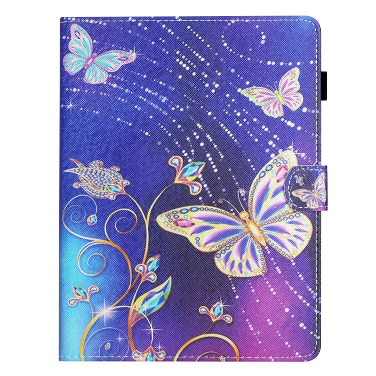 For 10 inch Coloured Drawing Stitching Leather Tablet Case(Butterfly)