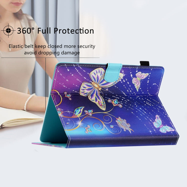 For 10 inch Coloured Drawing Stitching Leather Tablet Case(Butterfly)