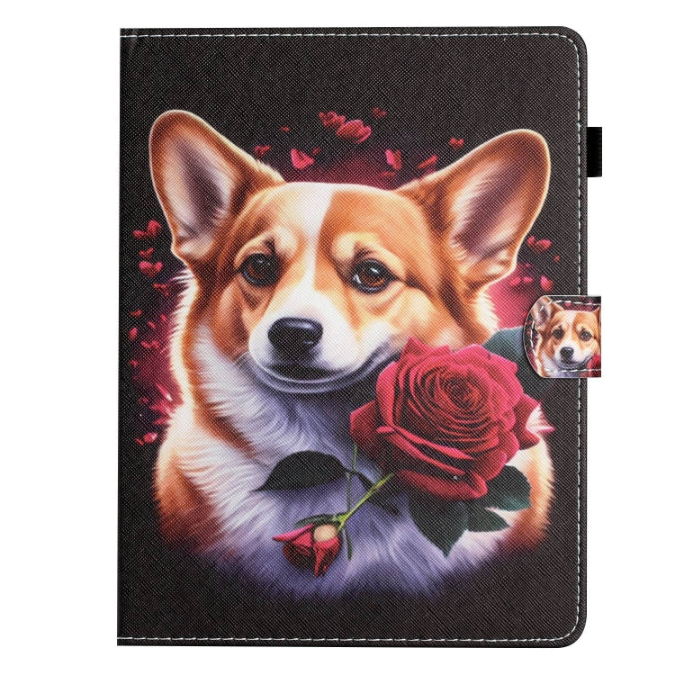 For 10 inch Coloured Drawing Stitching Leather Tablet Case(Corgi)