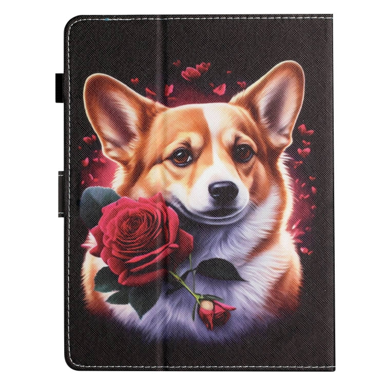 For 10 inch Coloured Drawing Stitching Leather Tablet Case(Corgi)