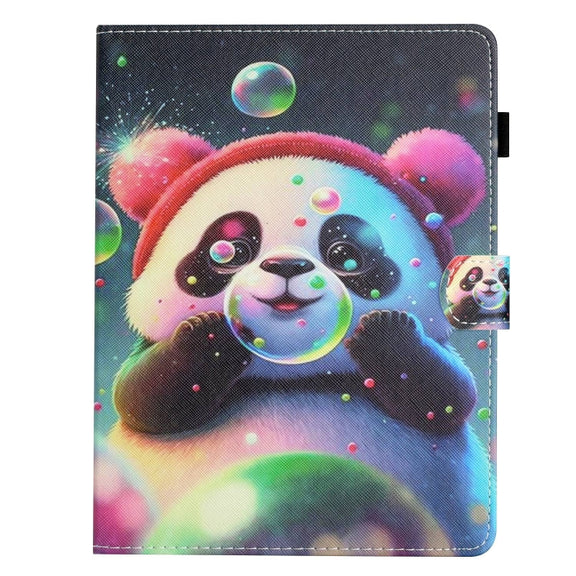 For 10 inch Coloured Drawing Stitching Leather Tablet Case(Panda)