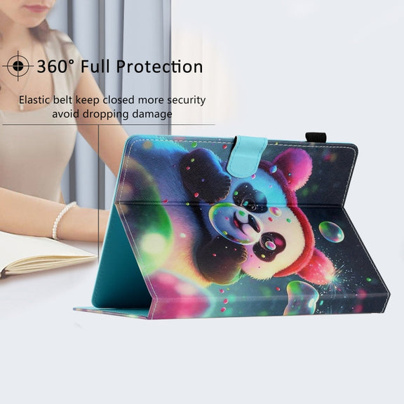 For 10 inch Coloured Drawing Stitching Leather Tablet Case(Panda)