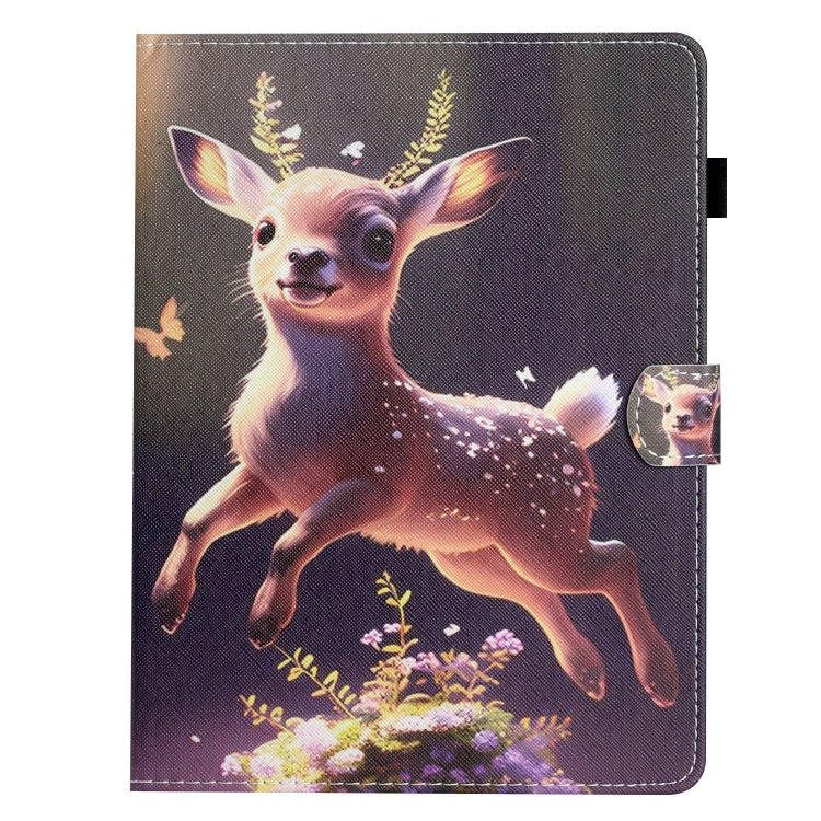 For 10 inch Coloured Drawing Stitching Leather Tablet Case(Deer)