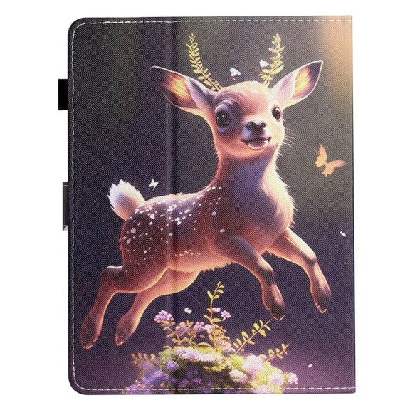 For 10 inch Coloured Drawing Stitching Leather Tablet Case(Deer)