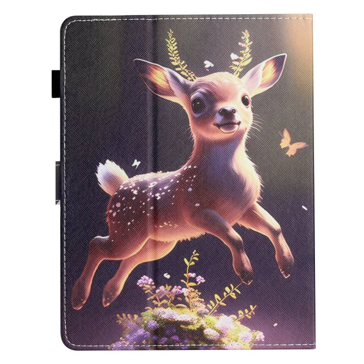 For 10 inch Coloured Drawing Stitching Leather Tablet Case(Deer)