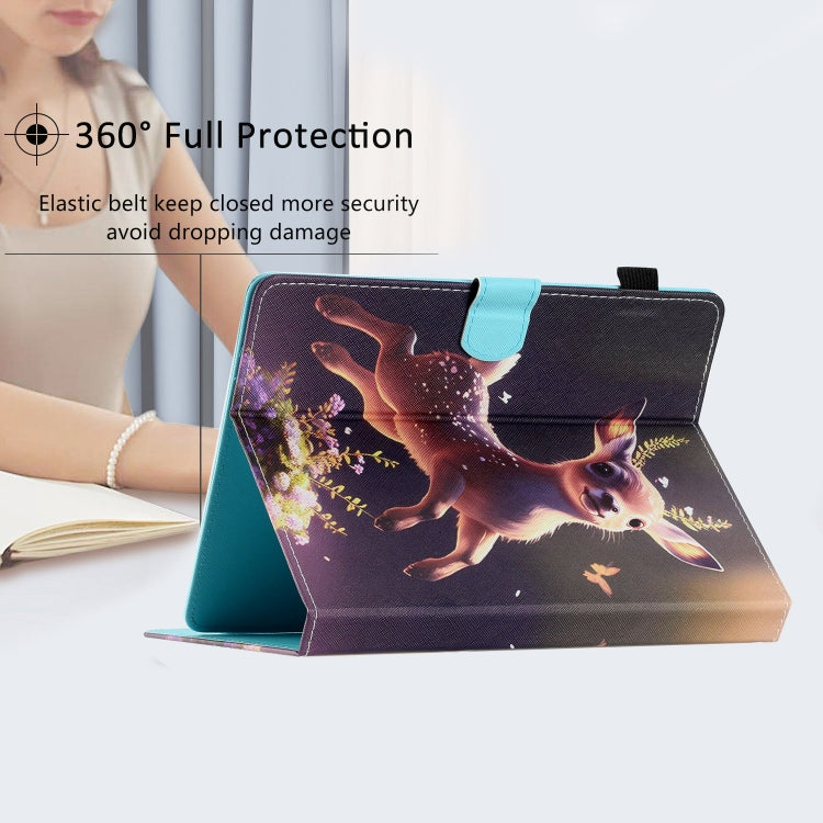 For 10 inch Coloured Drawing Stitching Leather Tablet Case(Deer)