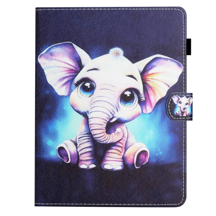 For 10 inch Coloured Drawing Stitching Leather Tablet Case(Elephant)