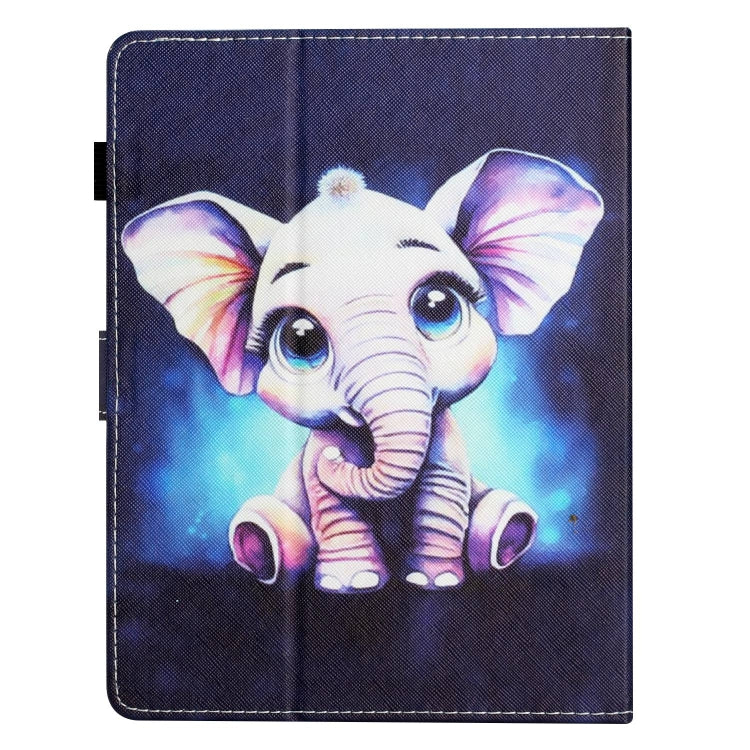 For 10 inch Coloured Drawing Stitching Leather Tablet Case(Elephant)